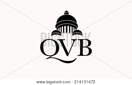 Sydney Australia - November 03 2017: Queen Victoria Building logo white background. Rich in history QVB occupies an entire block on Sydney's George Street and has over 180 shops.