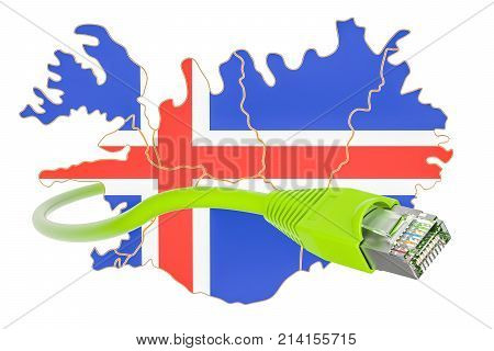 Internet connection in Iceland concept. 3D rendering isolated on white background