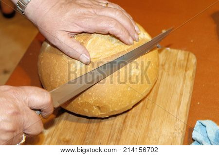 Close up of fresh and white bread