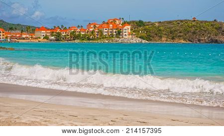 Scenery from Saint Martin's Beach in Caribbean sea