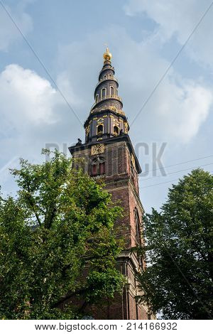 Spiral walkway up tower of Church of our Saviour in Copenhagen, Denmark