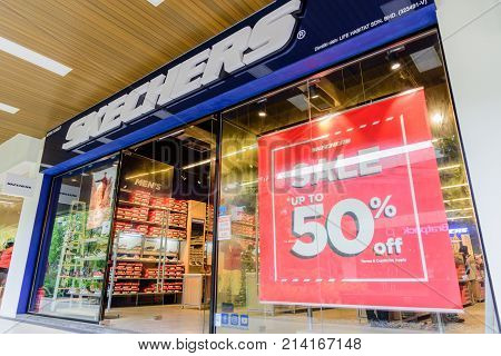 Penang Malaysia - Nov 11 2017 : Skechers shop. Skechers USA Inc. is an American lifestyle and performance footwear company for men women and children. Headquartered in Manhattan Beach California the brand was founded in 1992.