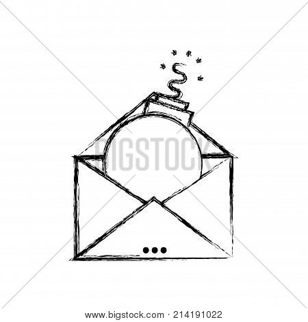 figure e-mail message information with bomb virus inside vector illustration