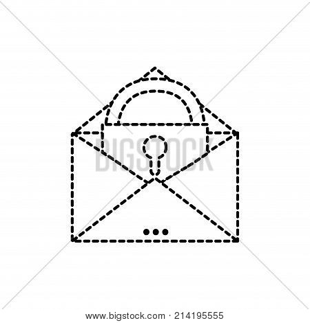 dotted shape e-mail mesage with padlock insite to security information vector illustration
