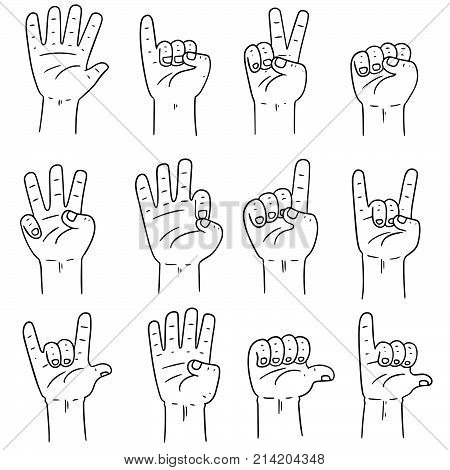 vector set of cartoon hand hand drawn cartoon