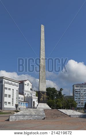 Tuapse, Krasnodar region, Russia - July 8, 2013: Obelisk Fighters for Soviet Power in the city of Tuapse