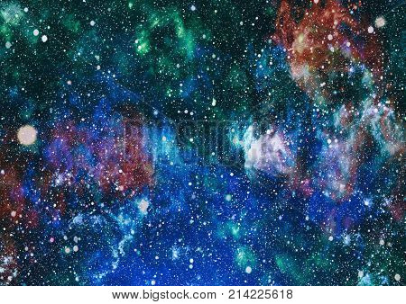 Deep space background with stardust and shining star. Milky way cosmic background. Star dust and pixie dust glitter space backdrop. Space stars and planet conceptual image.