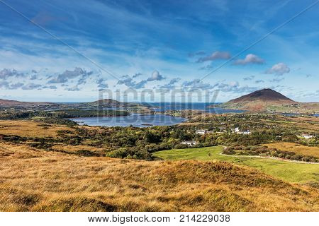 Beautiful view from the Lower Diamond Hill Walk in Connemara National Park, Letterfrack, Co. Galway, Ireland