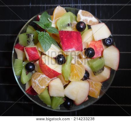 Fruit Salad On A Dark Background