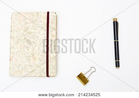 Flat lay blogger desk mock up. Stock photo