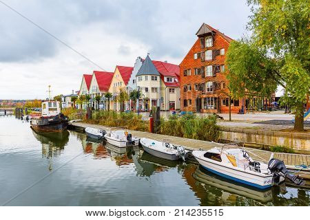 View At The City Harbor Of Wolgast, Germany