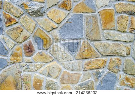 Srone Wall Background. Pattern Of Color Stone Wall Texture.