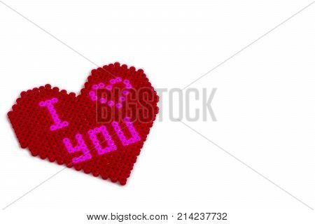 Fusible Beads heart shape with I Love You