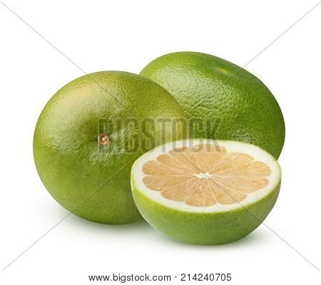 Citrus Sweetie Pomelit Citrus Oroblanco isolated on a white background. The whole fruit.