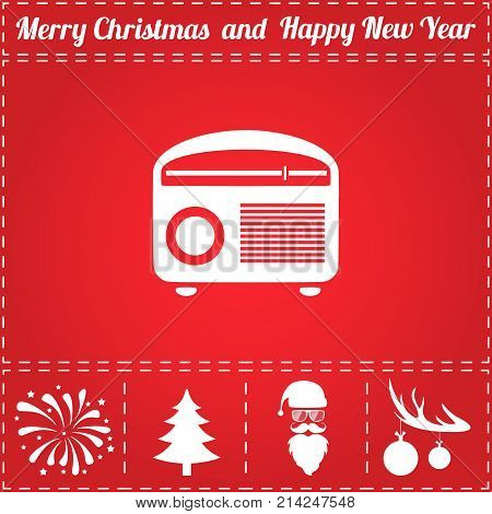 Tuner Icon Vector. And bonus symbol for New Year - Santa Claus, Christmas Tree, Firework, Balls on deer antlers