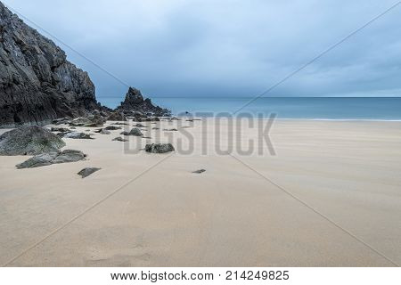 Stunning, Vibrant Sunrise Landscape Image Of Barafundle Bay On Pembrokeshire Coast In Wales