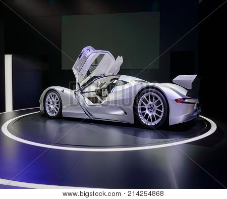 Frankfurt, Germany - Sep 17, 2017: Aspark Owl, Concept Electric Supercar At Iaa Frankfurt Motor Show
