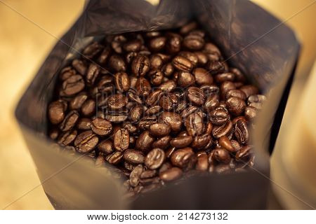 coffee beans in bag - strock image