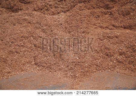 close up on mulch in pile for gardening