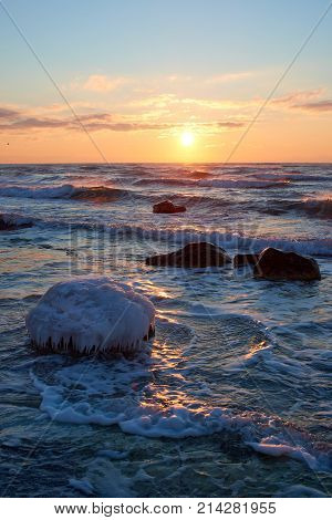 On the shore of the Caspian Sea. Caspian Sea in Kazakhstan.
The Caspian Sea is the largest enclosed inland body of water on Earth by area, variously classed as the world's largest lake or a full-fledged sea.