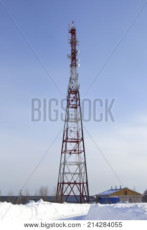 TV tower in the village Verhovazhe, Vologda region, Russia