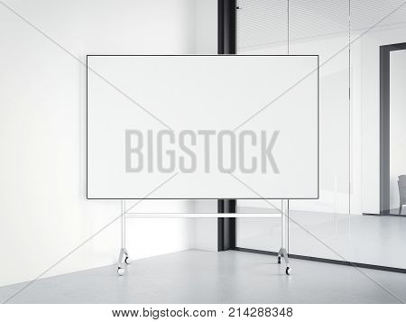 Modern officeinterior with blank whiteboard. 3d rendering