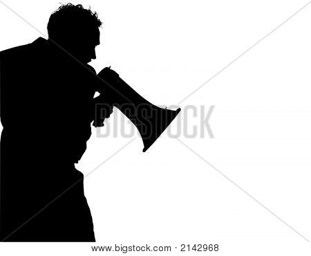 Silhouette With Clipping Path Of Man Yelling