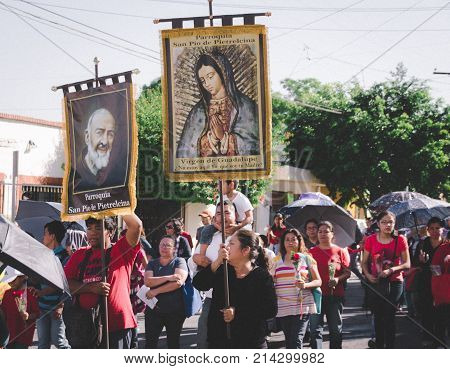 Detail From Peregrination To Basilica Of Guadalupe In Monterrey Mexico