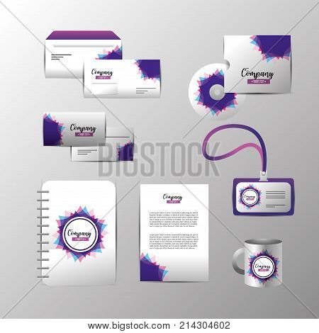 set business company stationary template with documents vector illustration