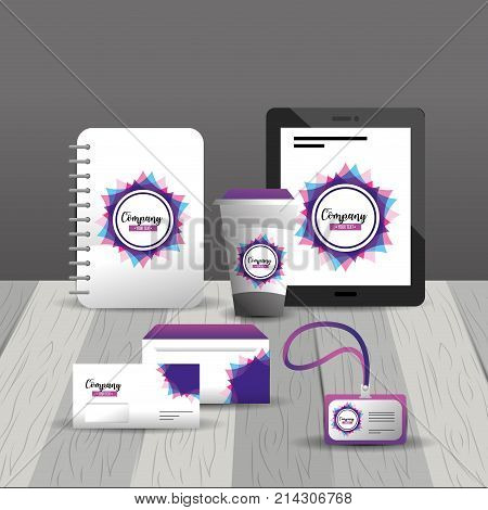 company stationary template with business papers vector illustration