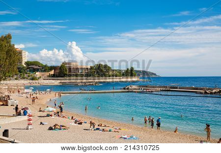 Monaco, Montecarlo - September 17, 2017: Montecarlo beach and princess Grace avenue view with residential buildings