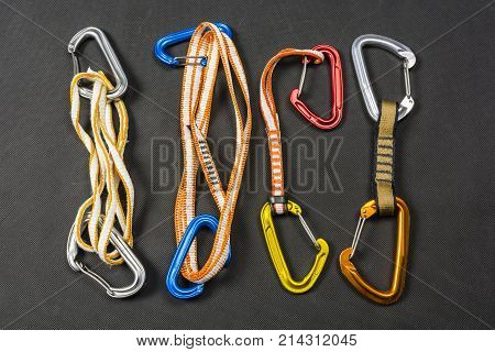 Quickdraws For Climbing Sports And Mountain.