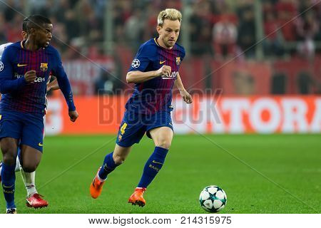 Uefa Champions League Game Between Olympiacos Vs Fc Barcelona