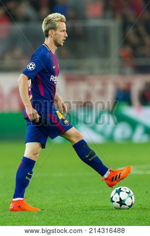 Uefa Champions League Game Between Olympiacos Vs Fc Barcelona