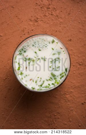 Spiced buttermilk, chaas,  chaach, taak, or curd drink for summer in India