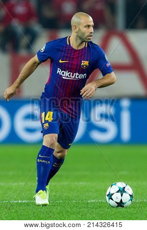 Uefa Champions League Game Between Olympiacos Vs Fc Barcelona