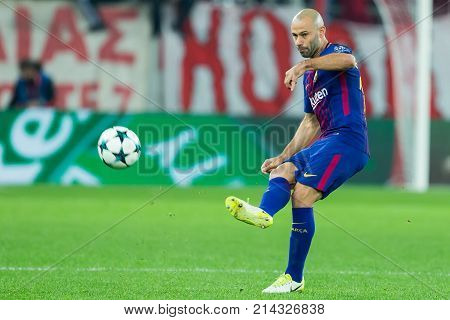 Uefa Champions League Game Between Olympiacos Vs Fc Barcelona