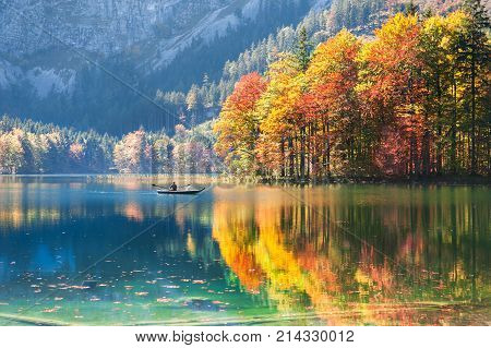 Hinterer Langbathsee Lake In Austrian Alps.