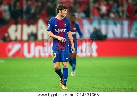 Uefa Champions League Game Between Olympiacos Vs Fc Barcelona