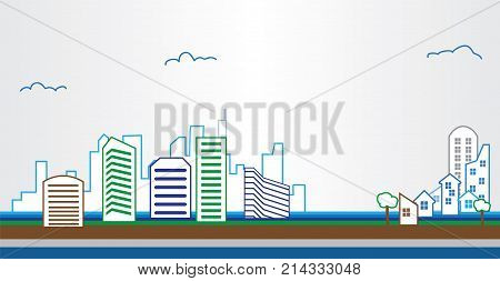 Modern real estate of architectural building design city scene logo design template corporate branding identity.