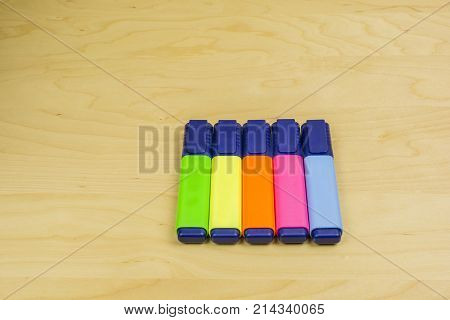 Set Of Multicolor Highlighters.