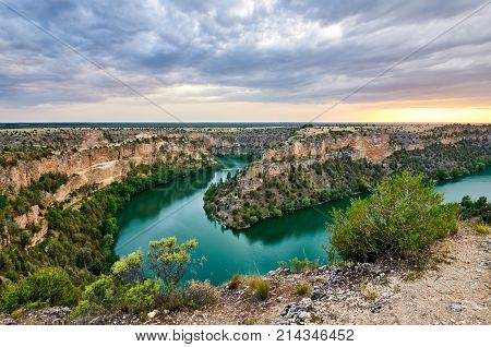 River bend. Duraton Canyon in Segovia Spain