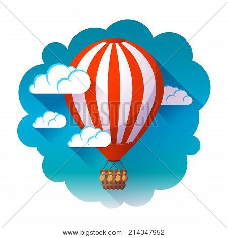 hot air balloon in clouds vector. illustration