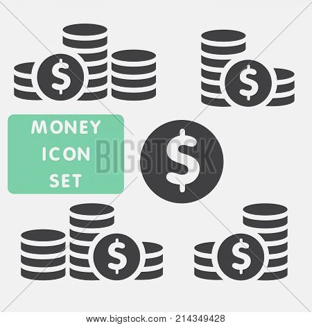 Stack of coins. Money cash vector illustration.