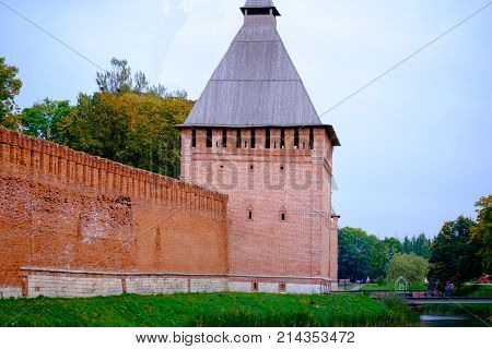 The old fortification red brick fortress in Smolensk