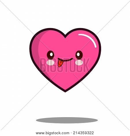 Emoticon cute love heart cartoon character icon kawaii Flat design  Illustration