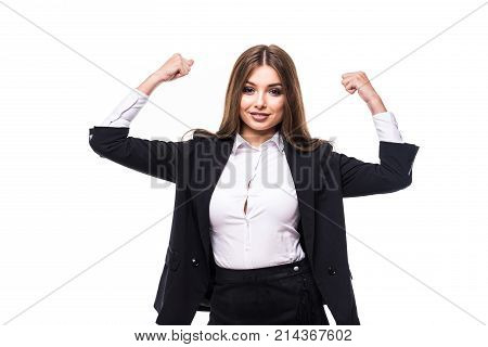 Business Woman With Folder Isolated On White Background