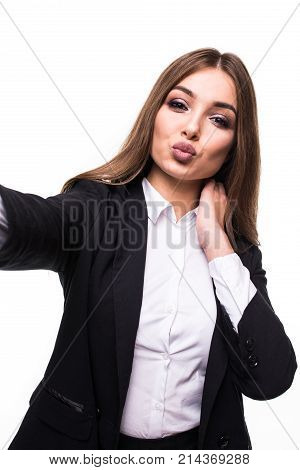 Business Woman With Folder Isolated On White Background