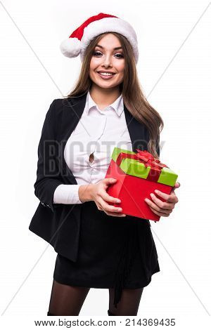 Business Woman With Folder Isolated On White Background