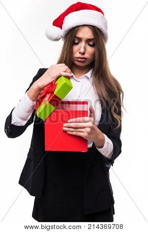 Business Woman With Folder Isolated On White Background